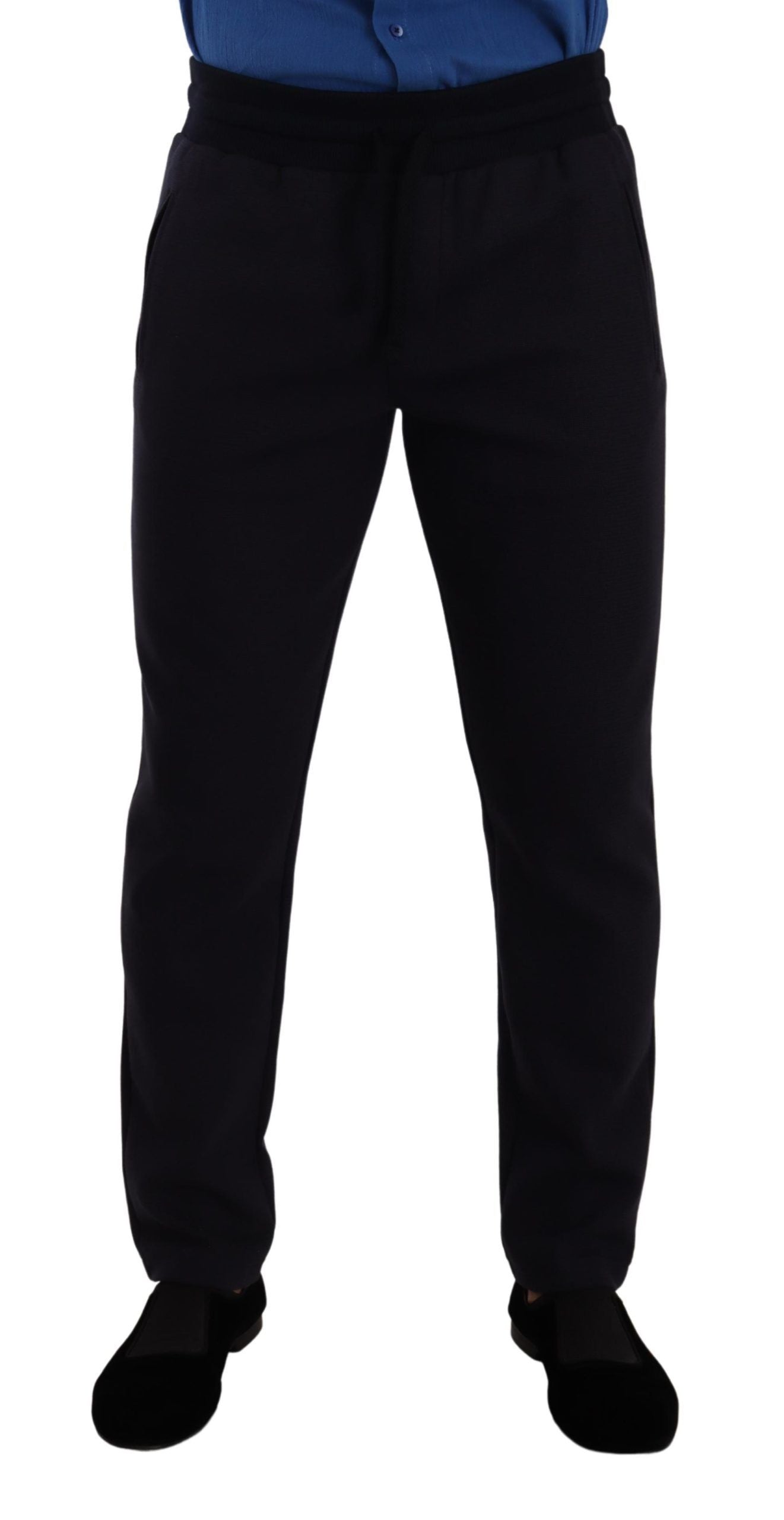 Blauwe katoenen stretch joggingbroek