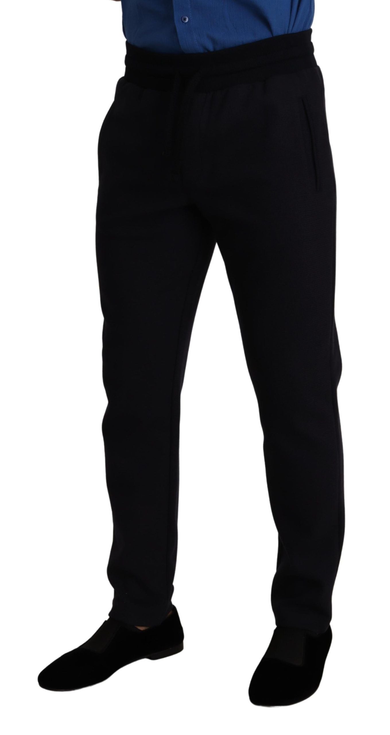 Blauwe katoenen stretch joggingbroek