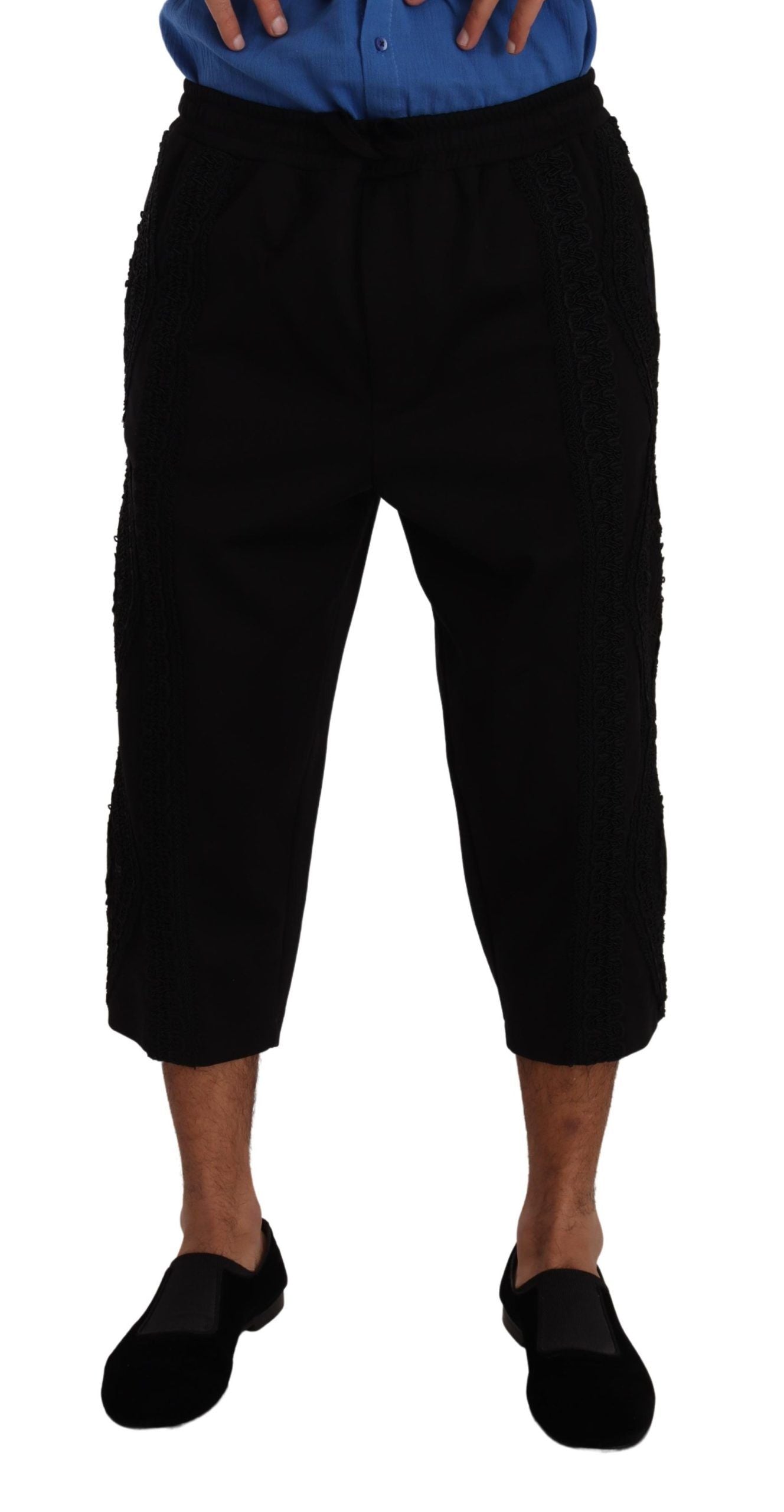 Zwarte katoenen Torero cropped korte broek