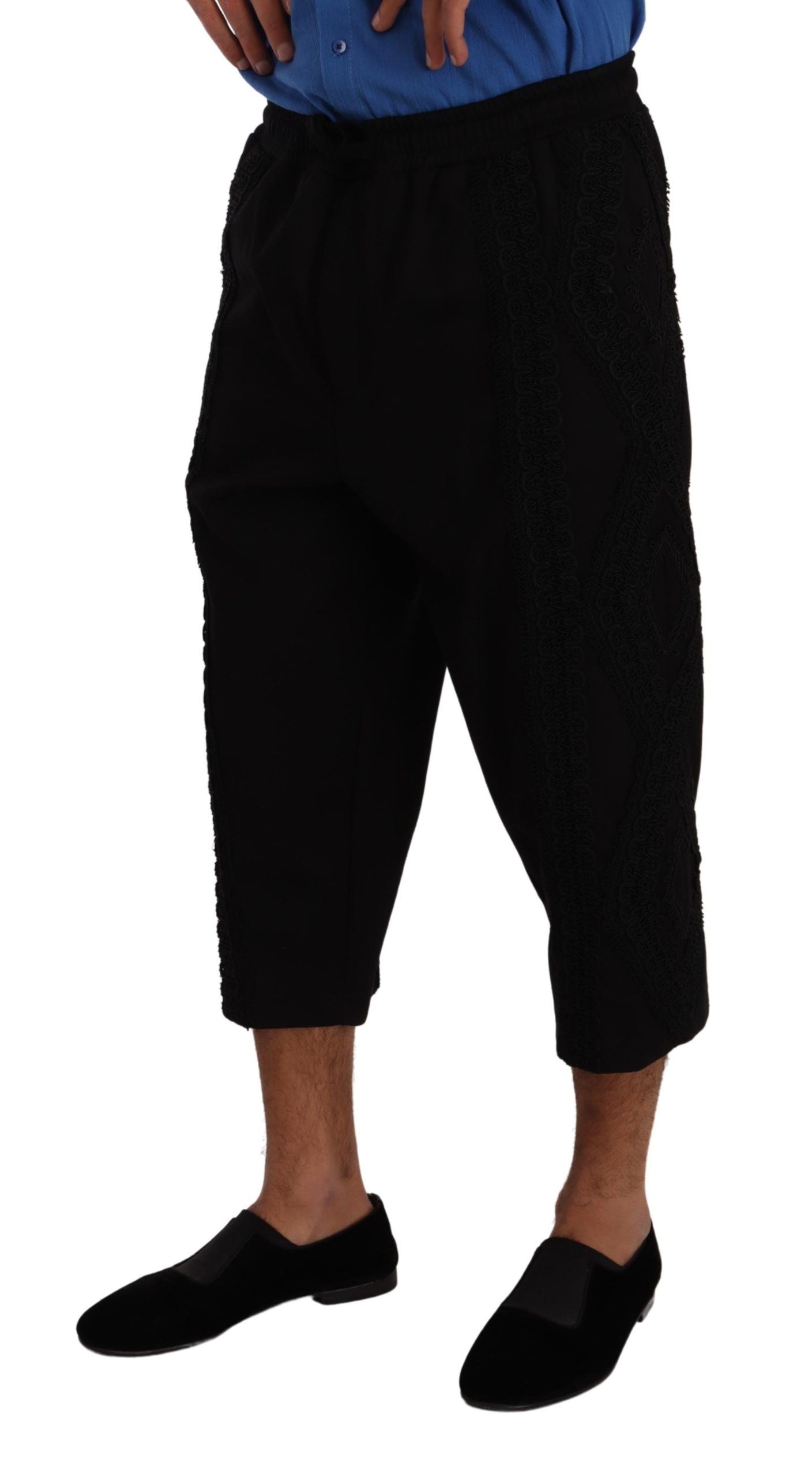 Zwarte katoenen Torero cropped korte broek