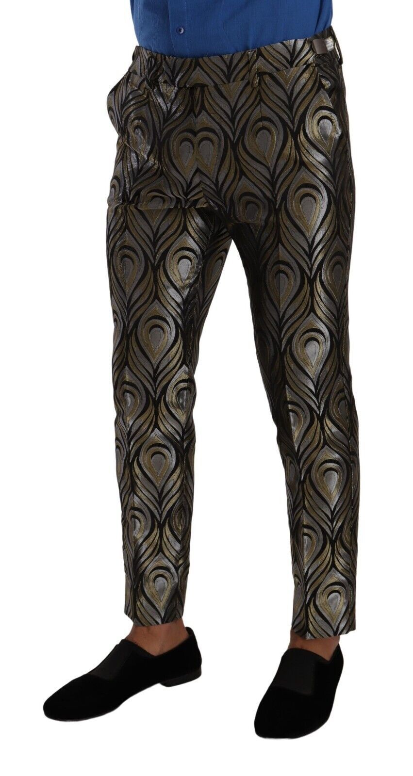 Zilveren gouden jacquard herenbroek