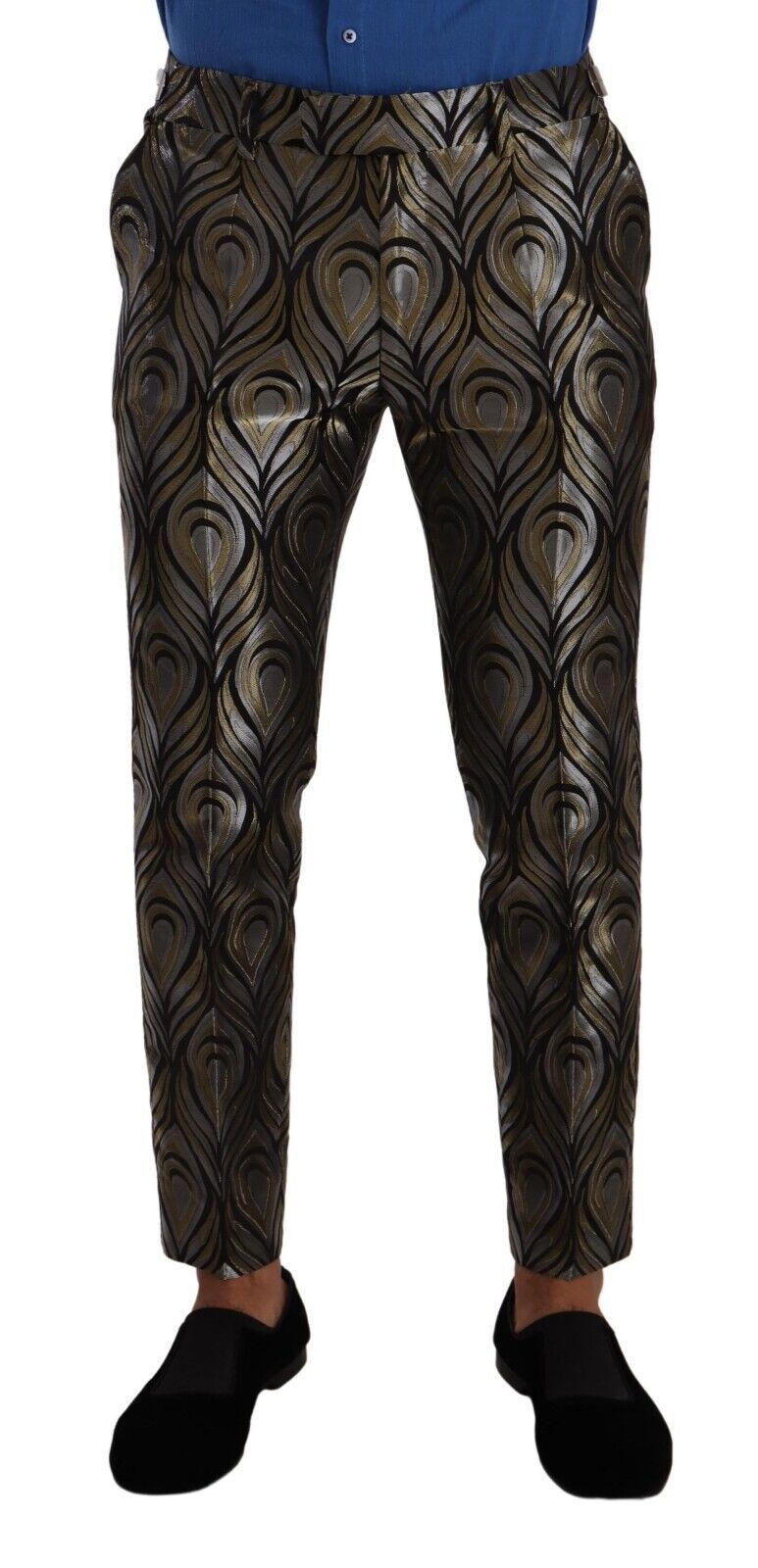 Zilveren gouden jacquard herenbroek