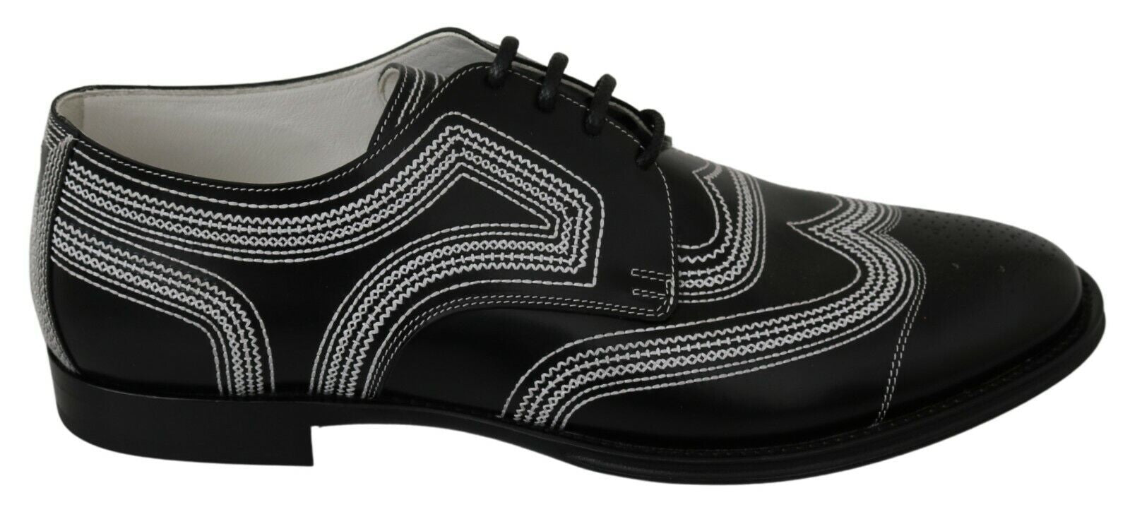 Zwarte leren derby formele witte veterschoenen