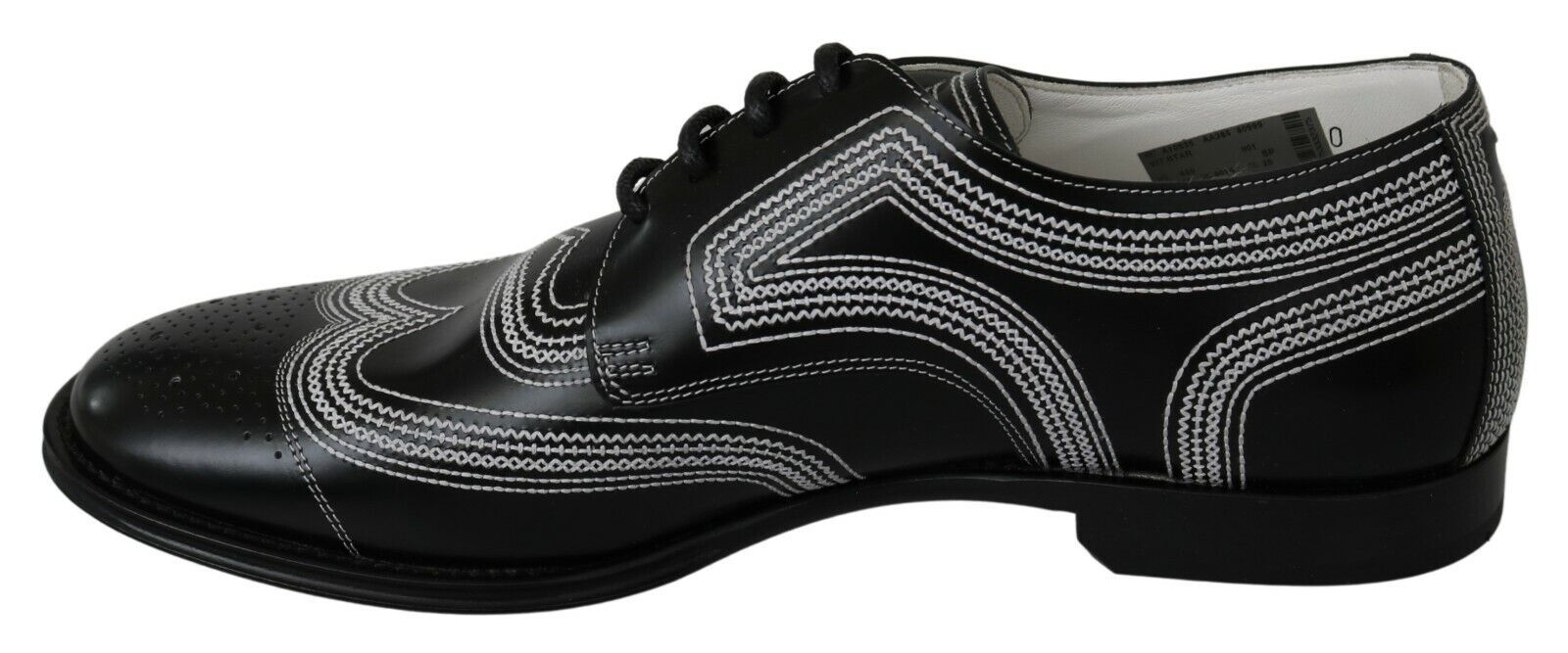 Zwarte leren derby formele witte veterschoenen