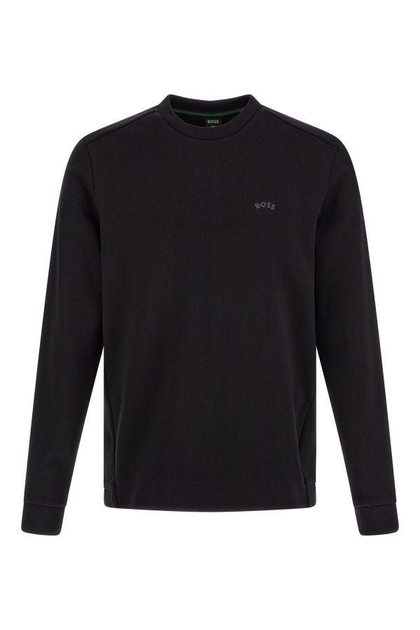Elegante zwarte katoenen sweatshirt met ronde hals