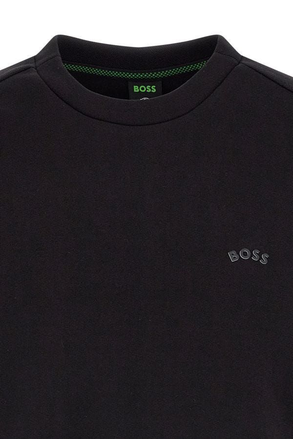 Elegante zwarte katoenen sweatshirt met ronde hals