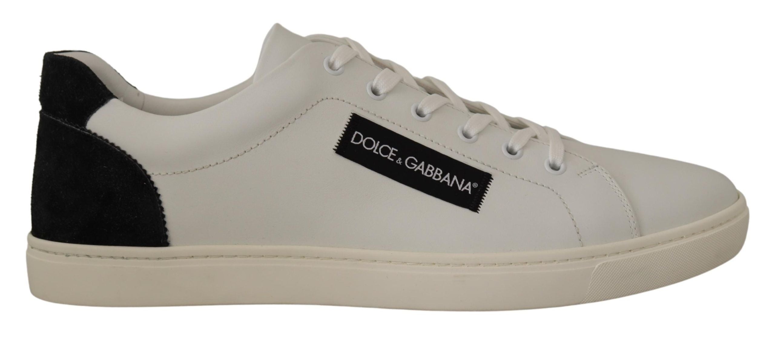 Witte zwarte leren lage schoenen sneakers