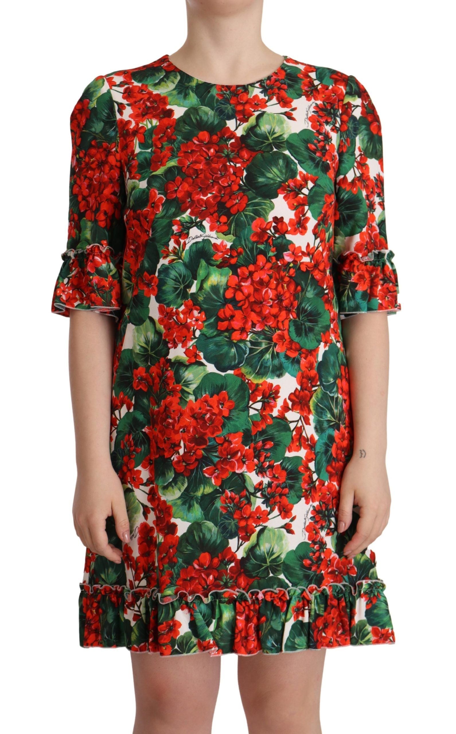 Multicolor rode bloemen shiftjurk