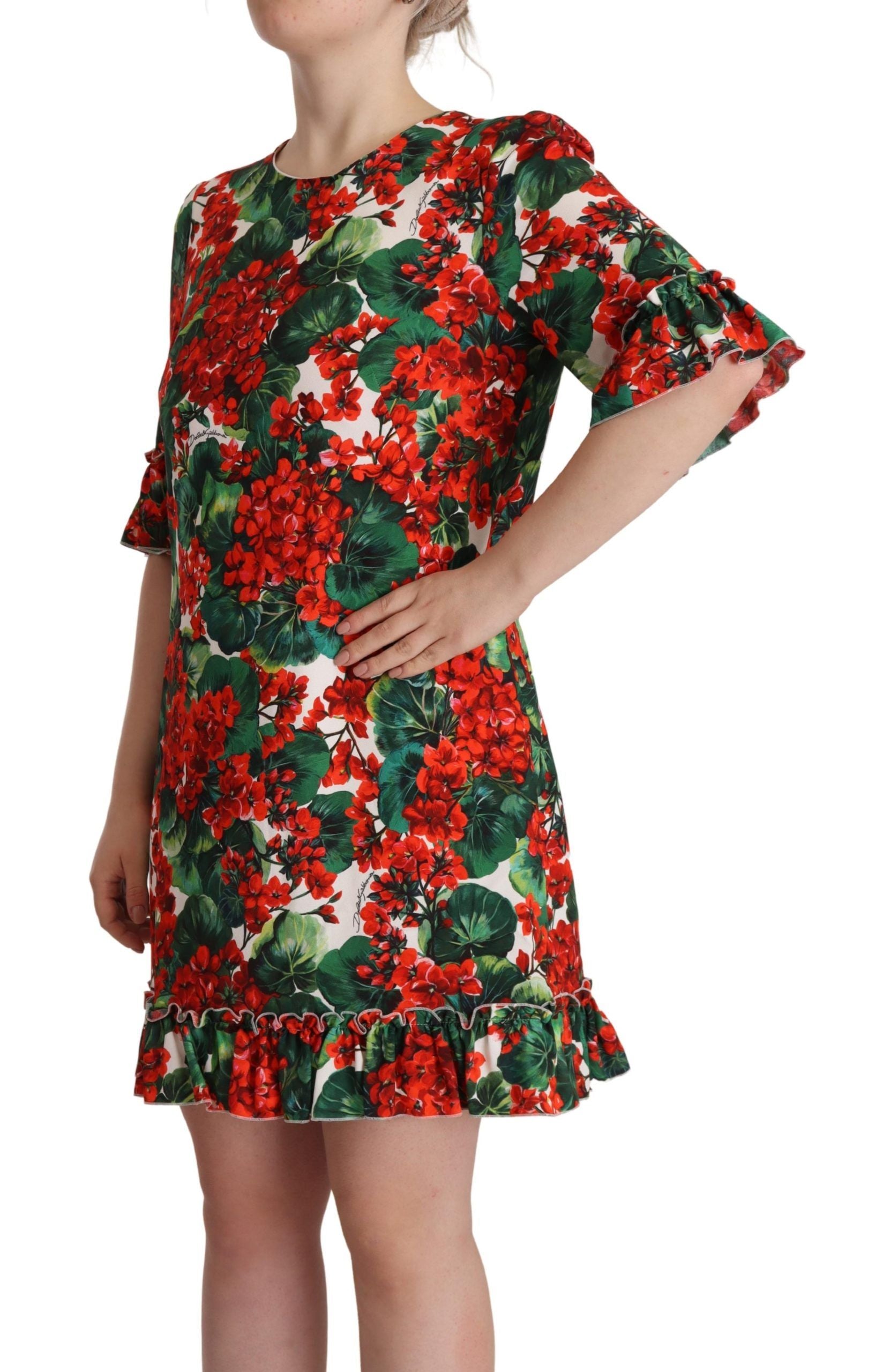 Multicolor rode bloemen shiftjurk