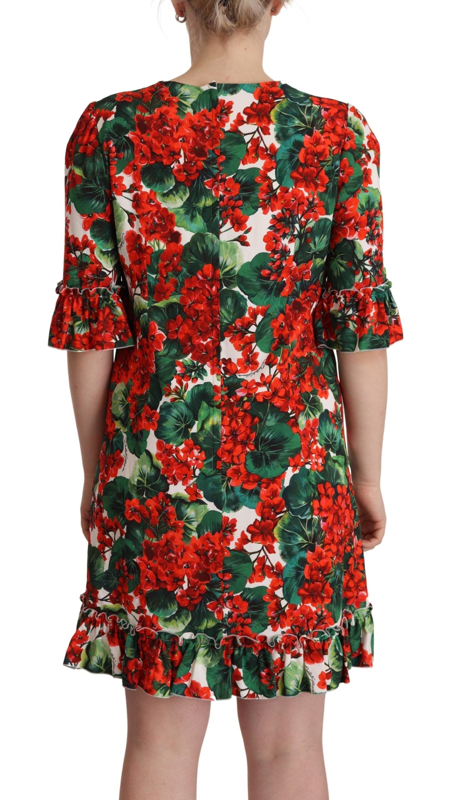 Multicolor rode bloemen shiftjurk
