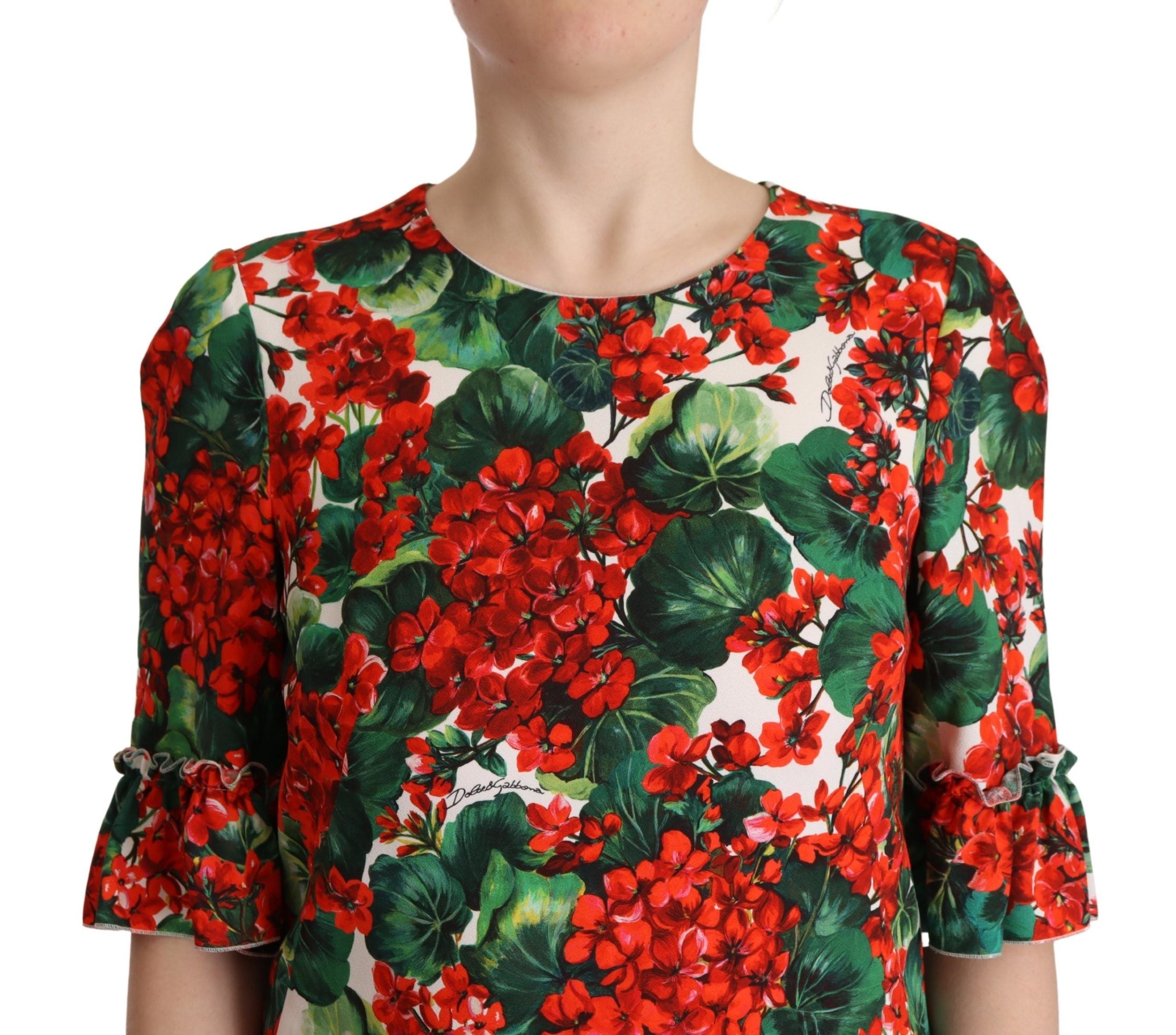 Multicolor rode bloemen shiftjurk