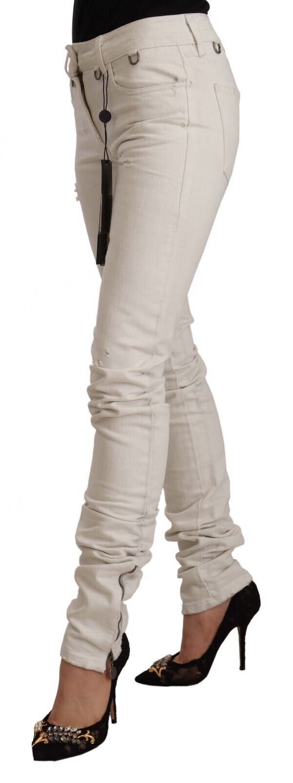 Witte katoenen denim slim fit jeans met middelhoge taille