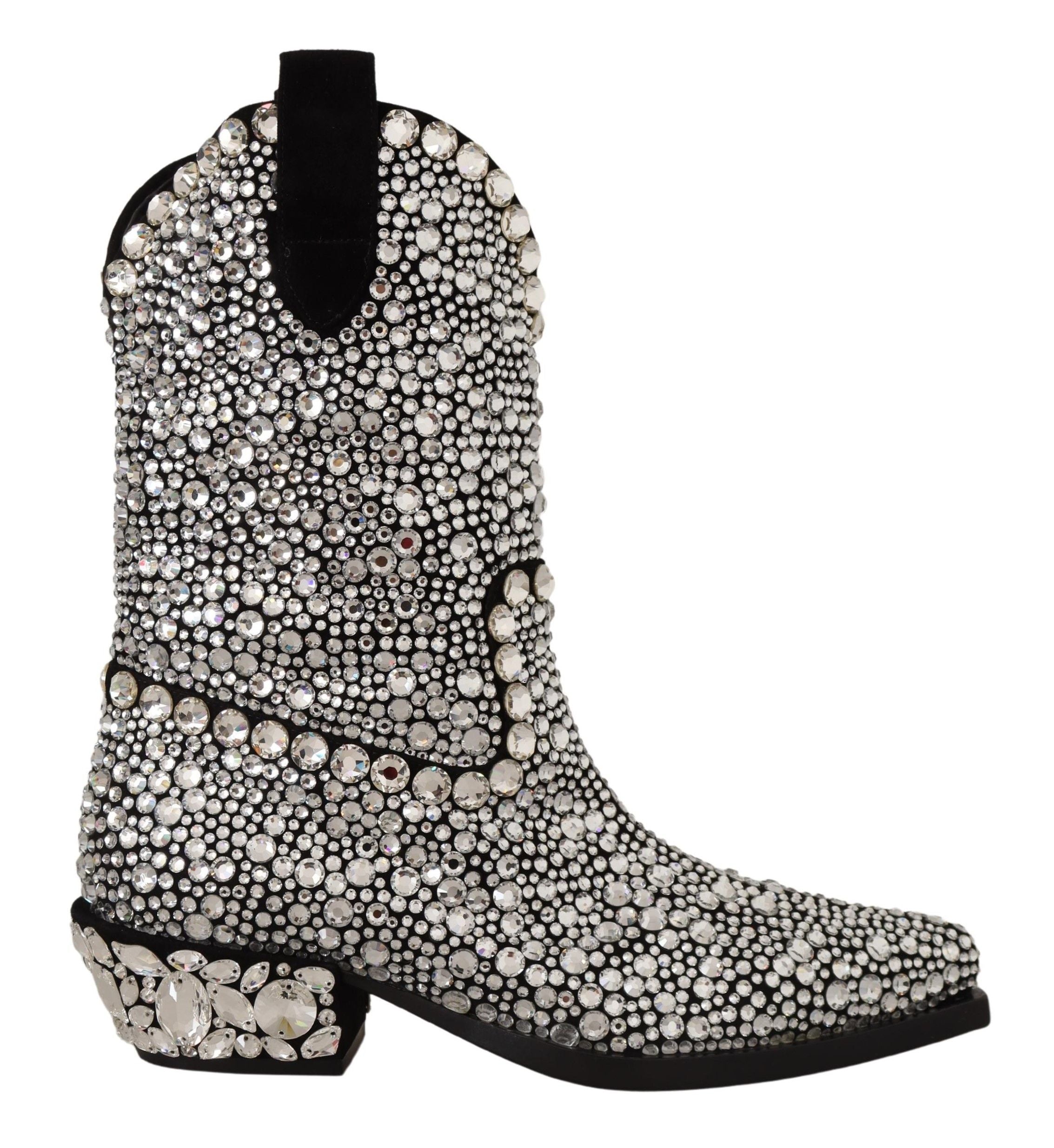 Zwarte suède strass kristal cowgirl laarzen