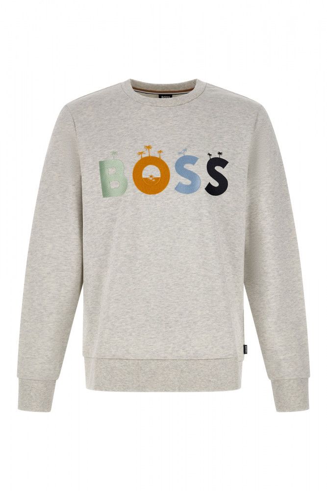 Elegante grijze ronde hals katoenen sweatshirt