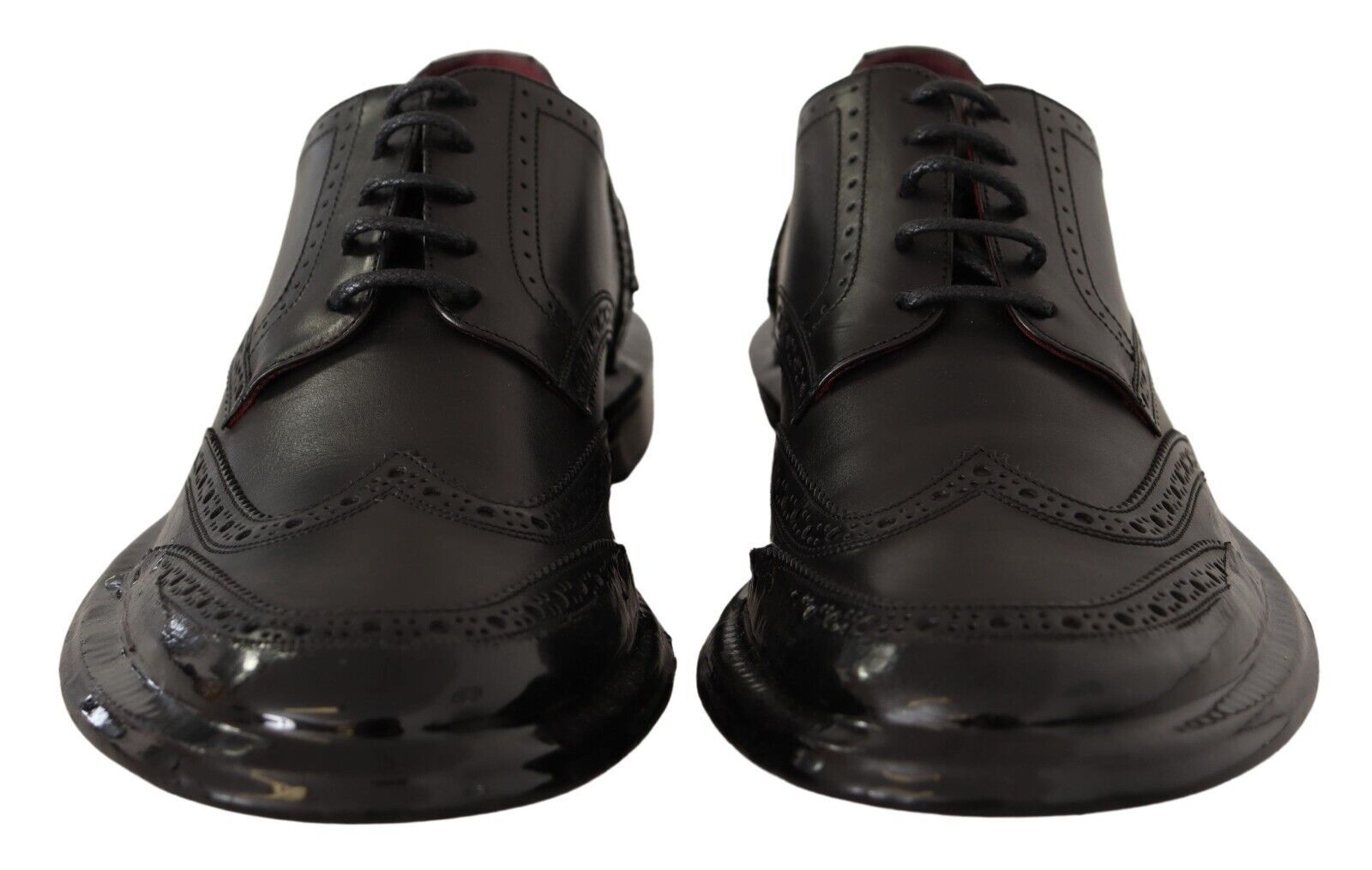 Zwarte leren Oxford Wingtip formele Derby-schoenen
