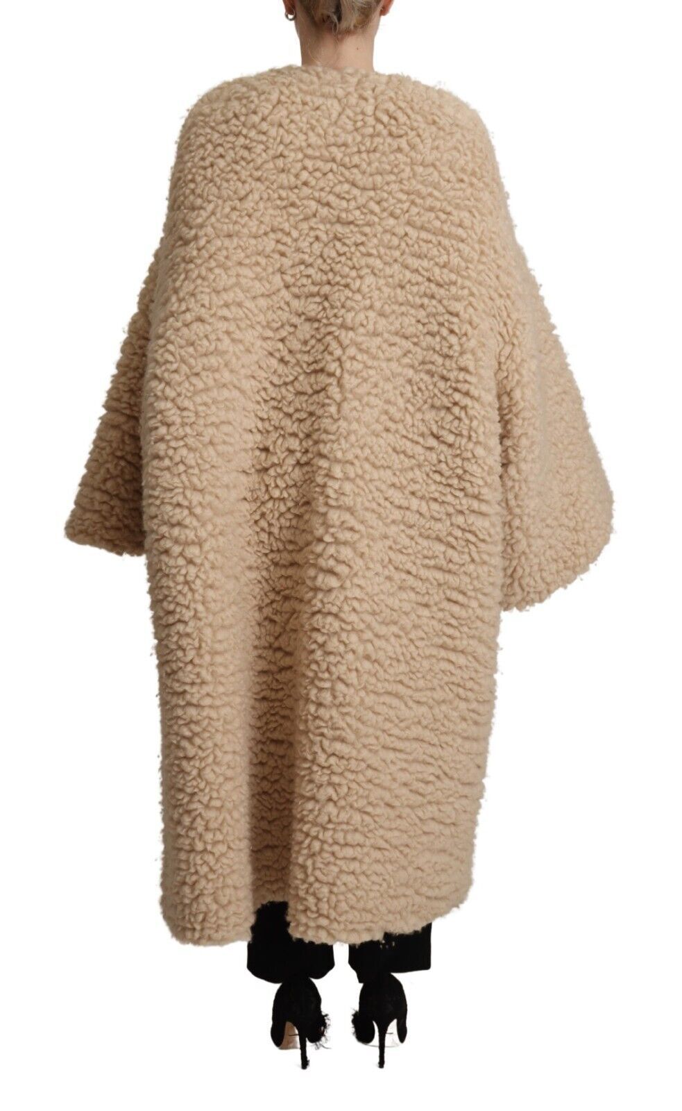 Beige kasjmier wollen imitatiebontjas