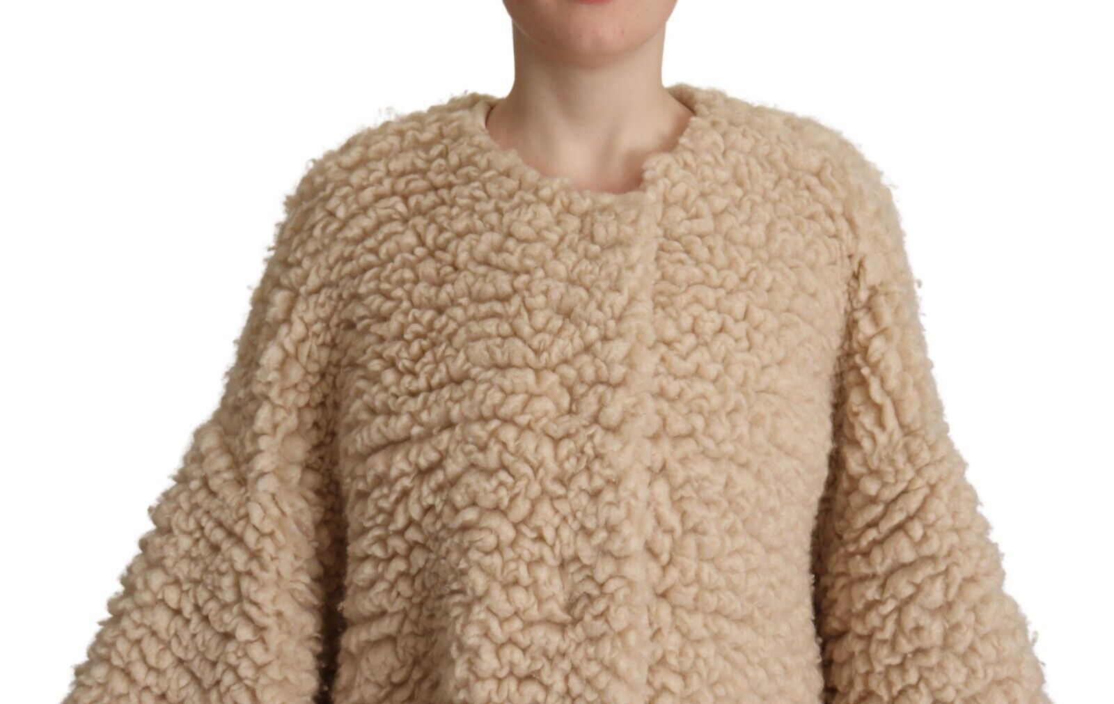 Beige kasjmier wollen imitatiebontjas