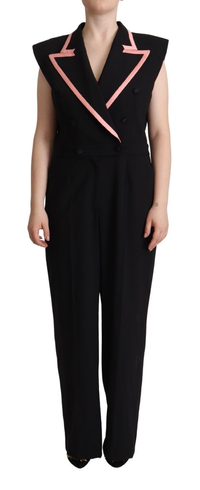 Zwarte mouwloze jumpsuitjurk van wolmix