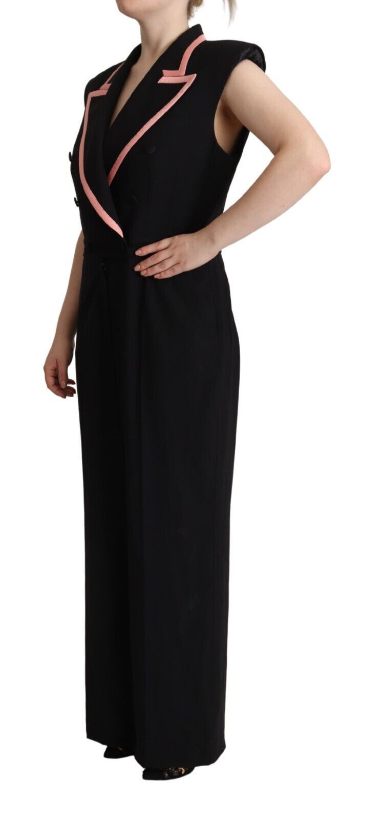 Zwarte mouwloze jumpsuitjurk van wolmix