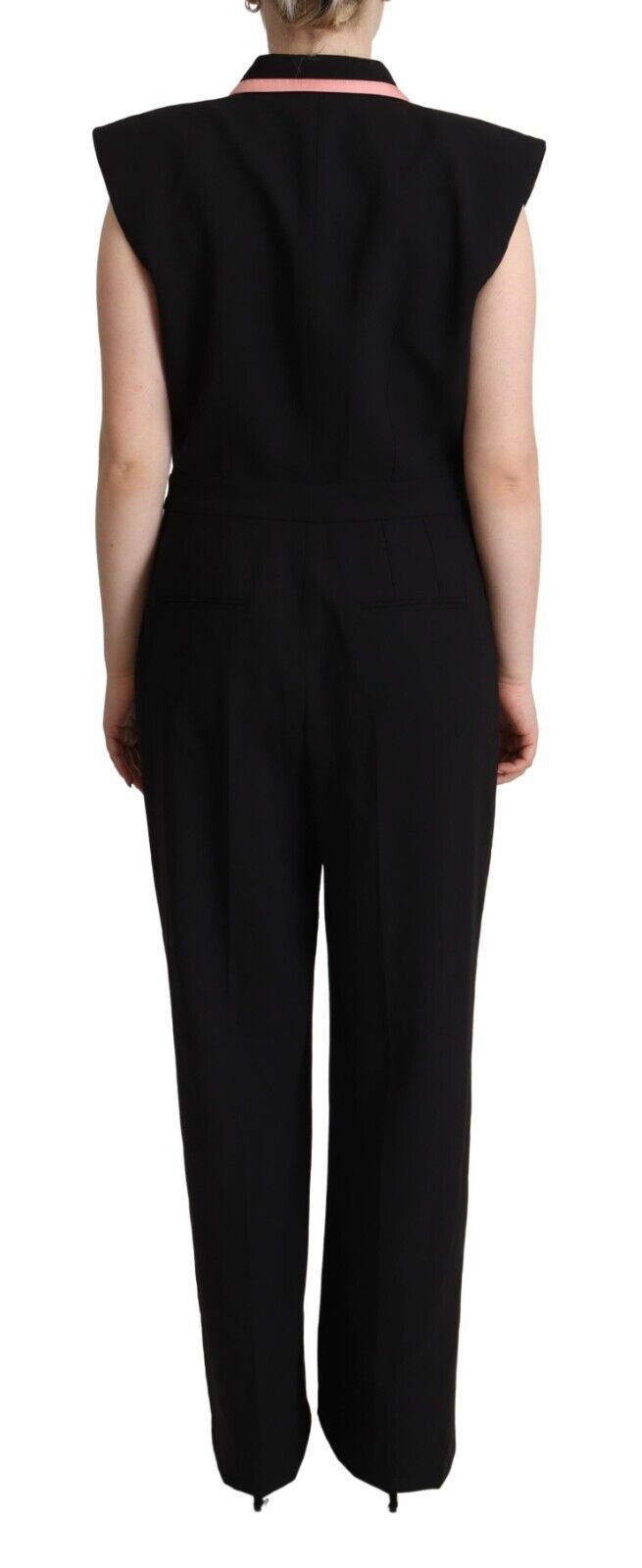 Zwarte mouwloze jumpsuitjurk van wolmix