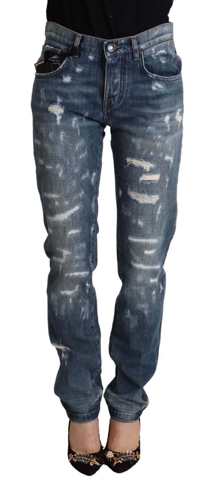 Blauwe skinny jeans met versleten denim BOYFRIEND