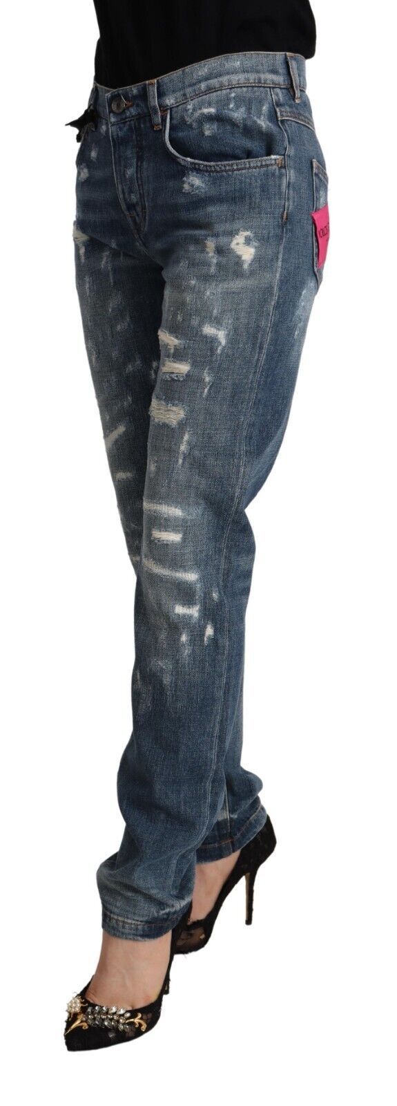 Blauwe skinny jeans met versleten denim BOYFRIEND