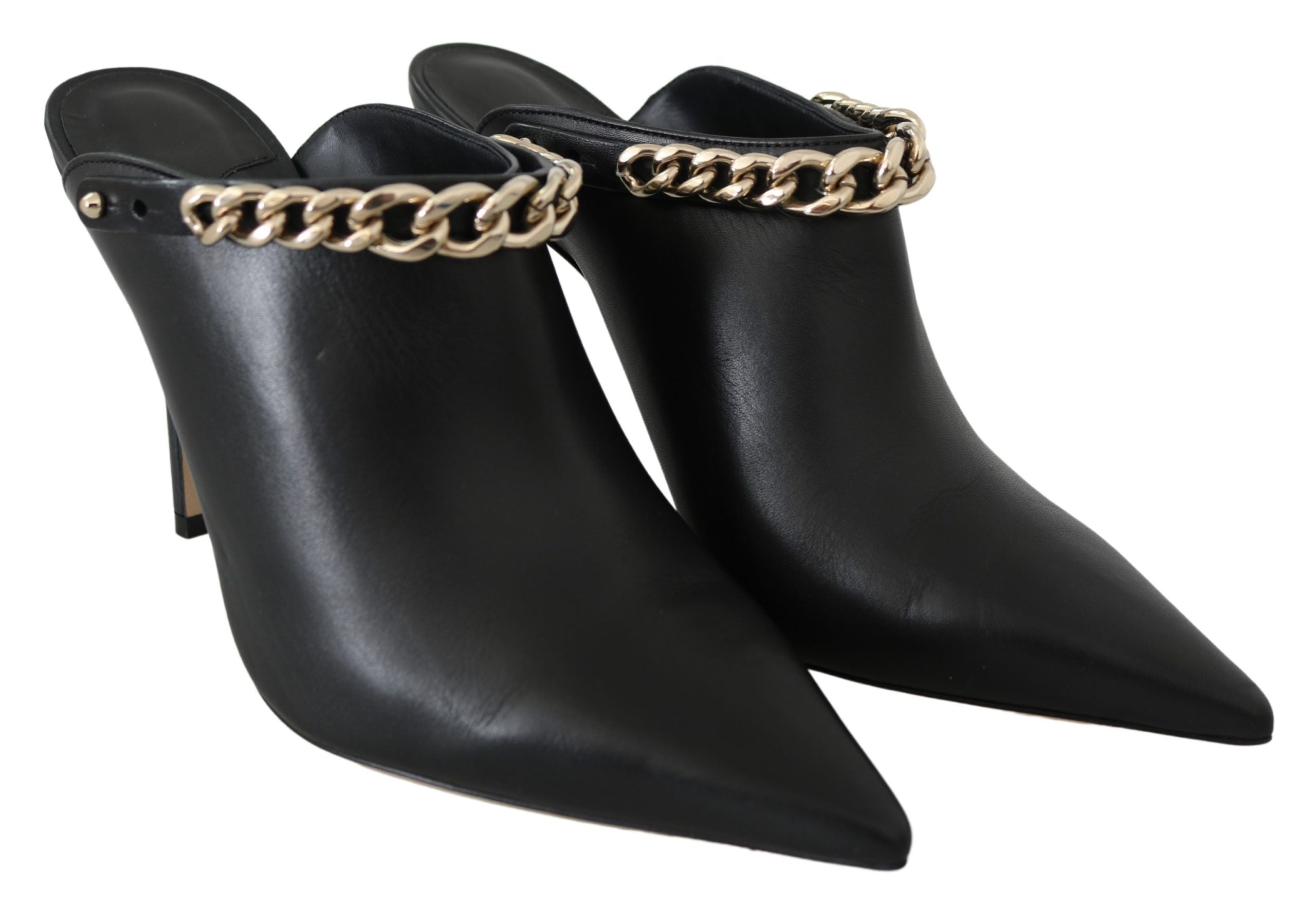 Elegante zwarte gouden leren pumps