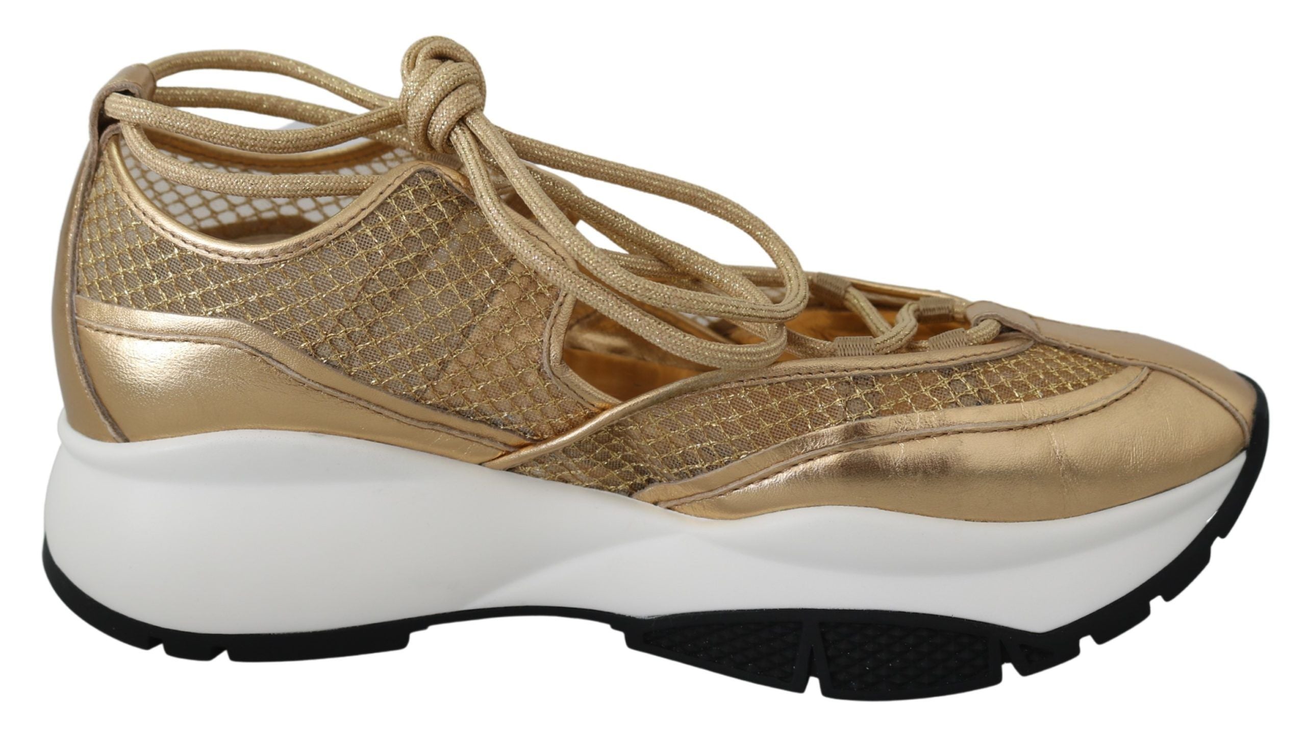Gouden Glamour Mesh Leren Sneakers