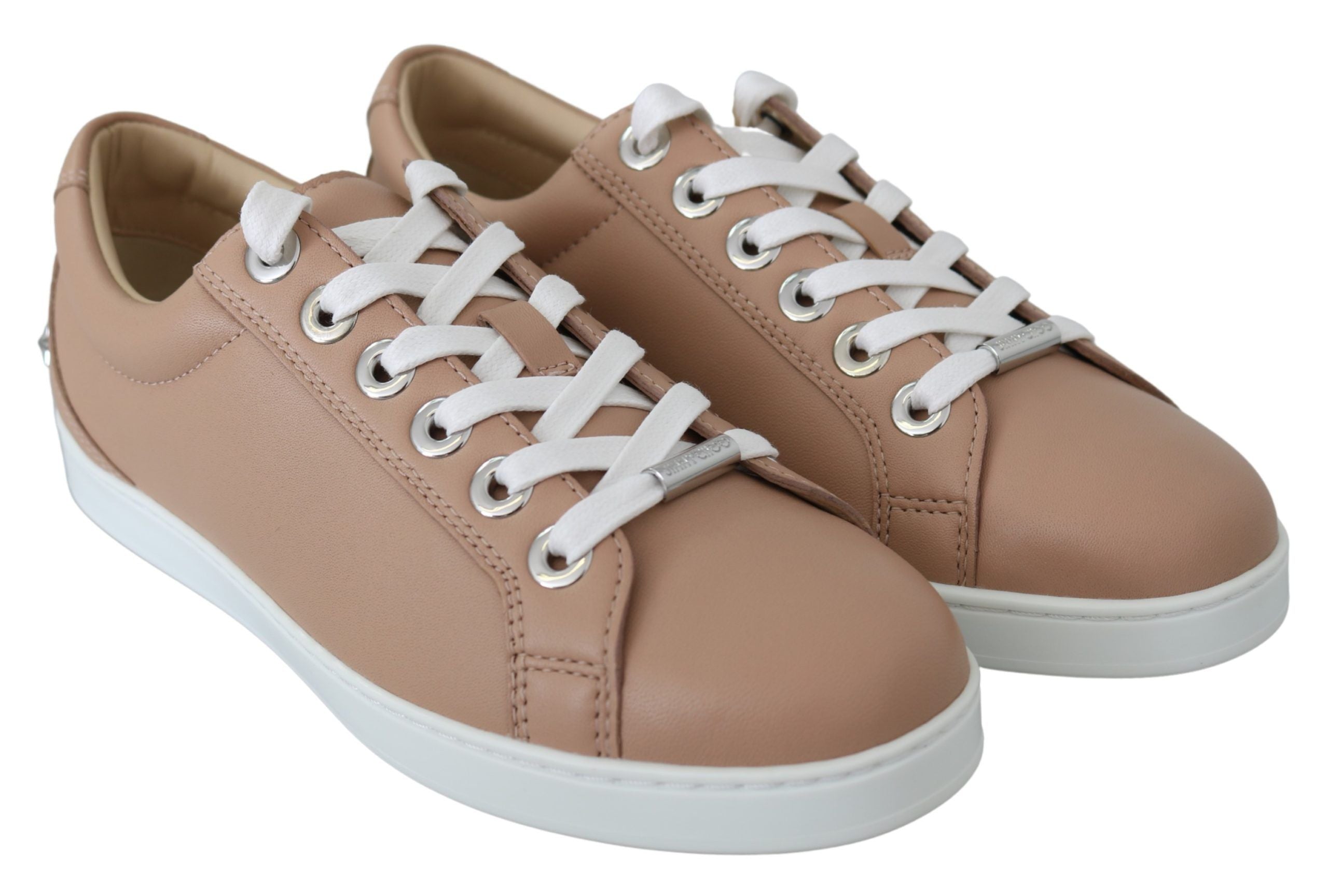 Poederroze nappaleren sneakers
