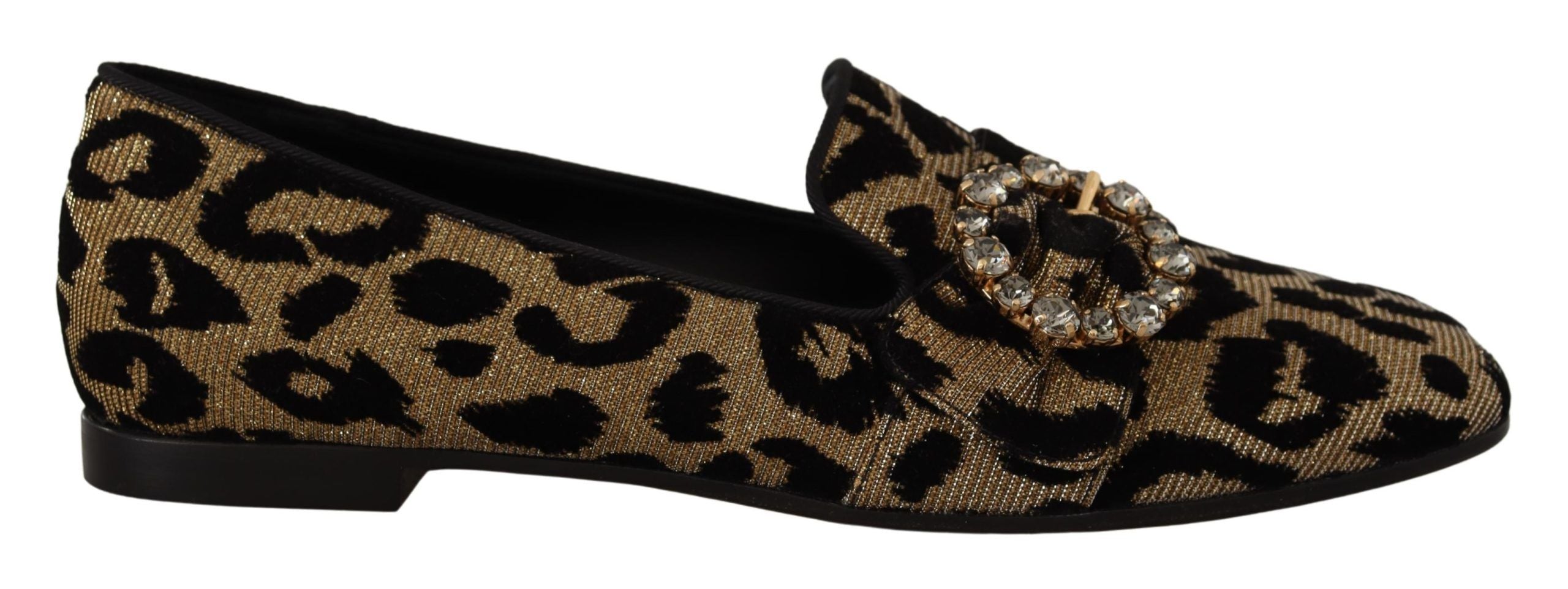 Loafers met gouden luipaardprint en kristallen
