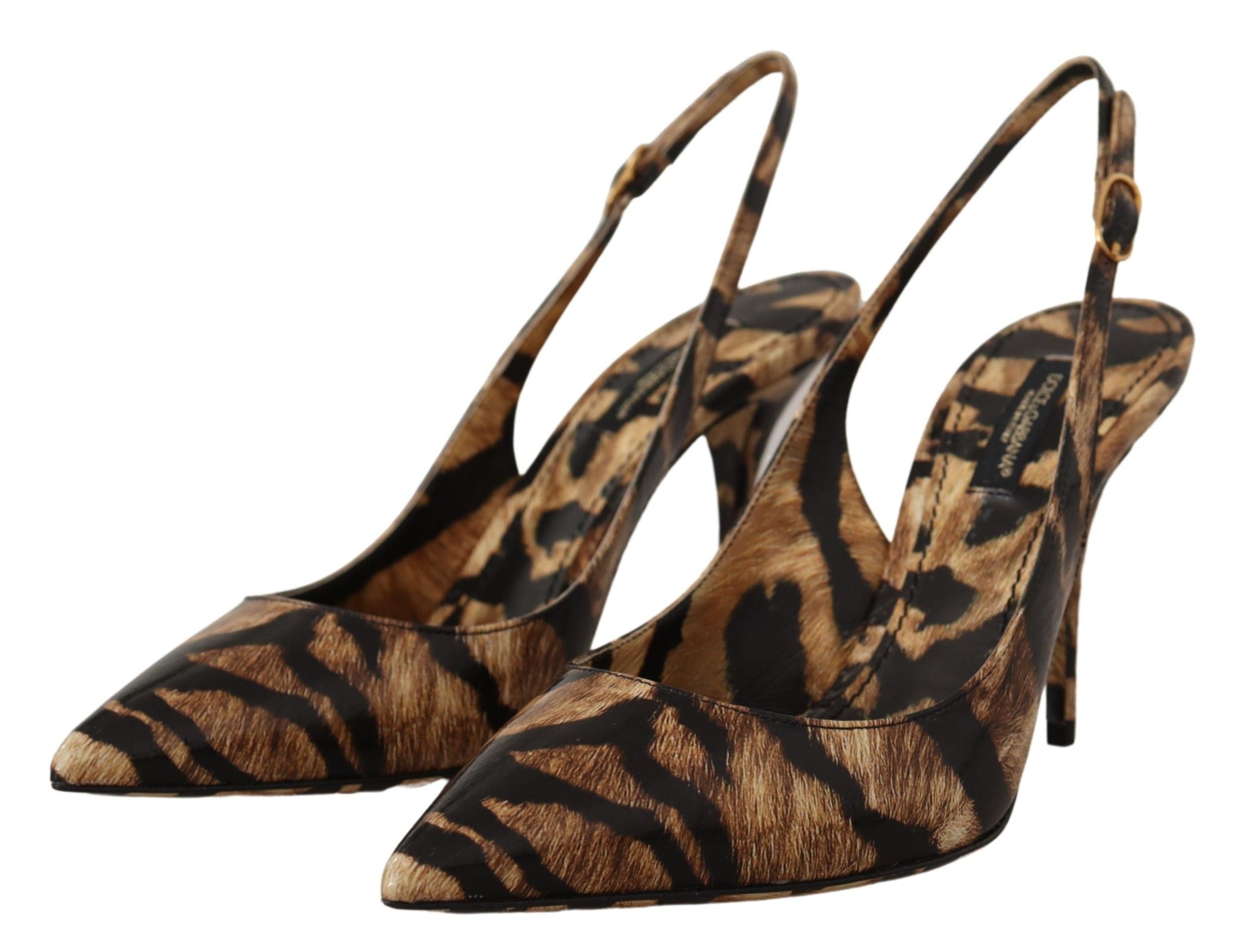 Bruine Slingbacks Leren Tijgerschoenen