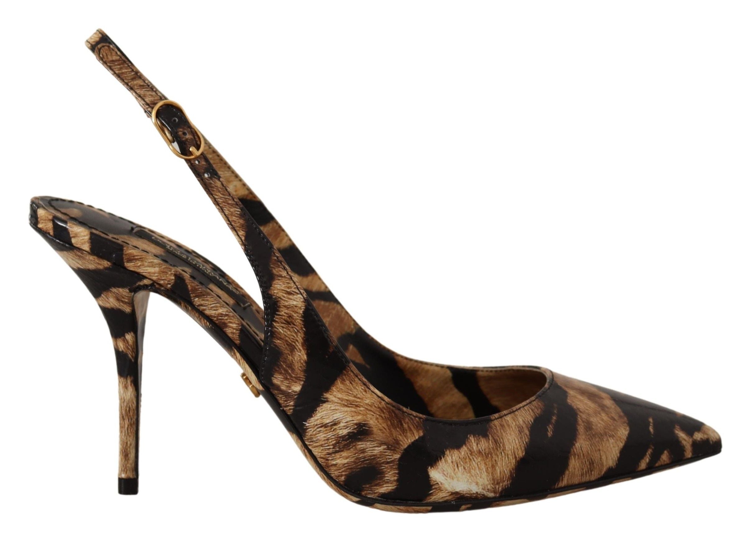 Bruine Slingbacks Leren Tijgerschoenen
