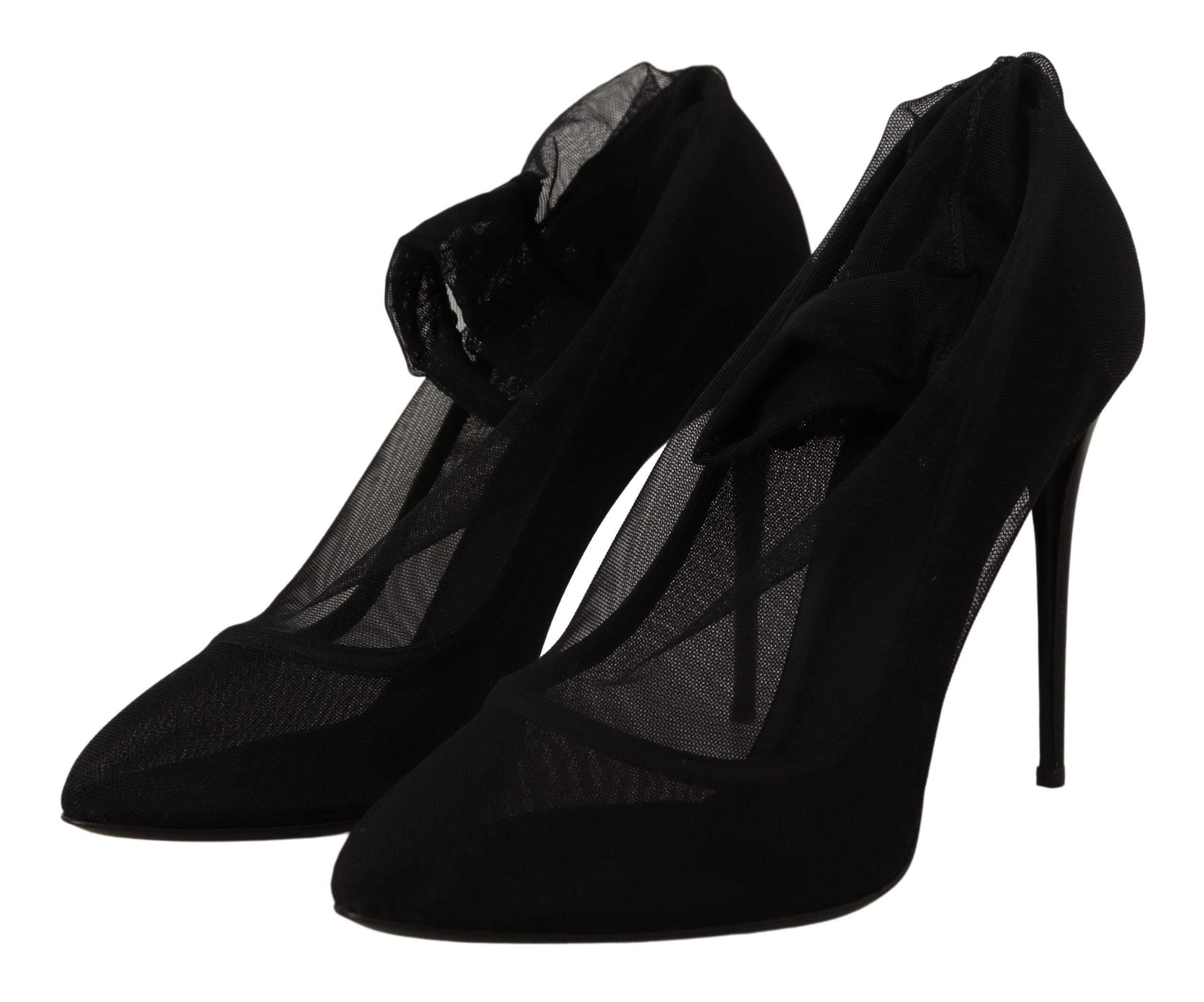 Zwarte Tule Stretch Laarzen Pumps Schoenen