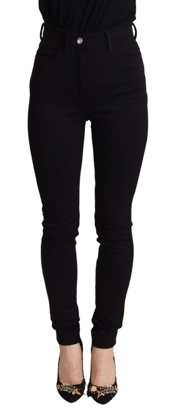 Zwarte skinny slim fit broek met hoge taille