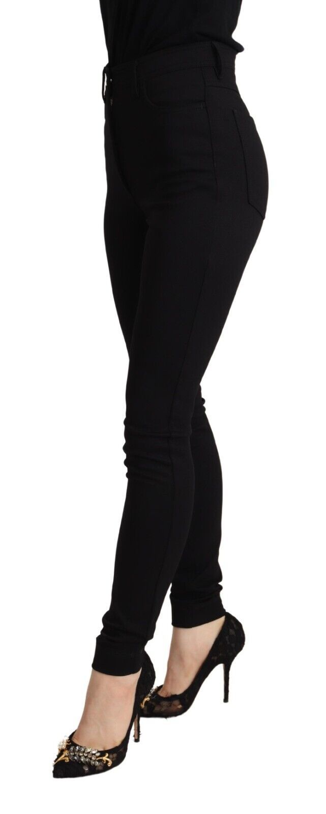 Zwarte skinny slim fit broek met hoge taille