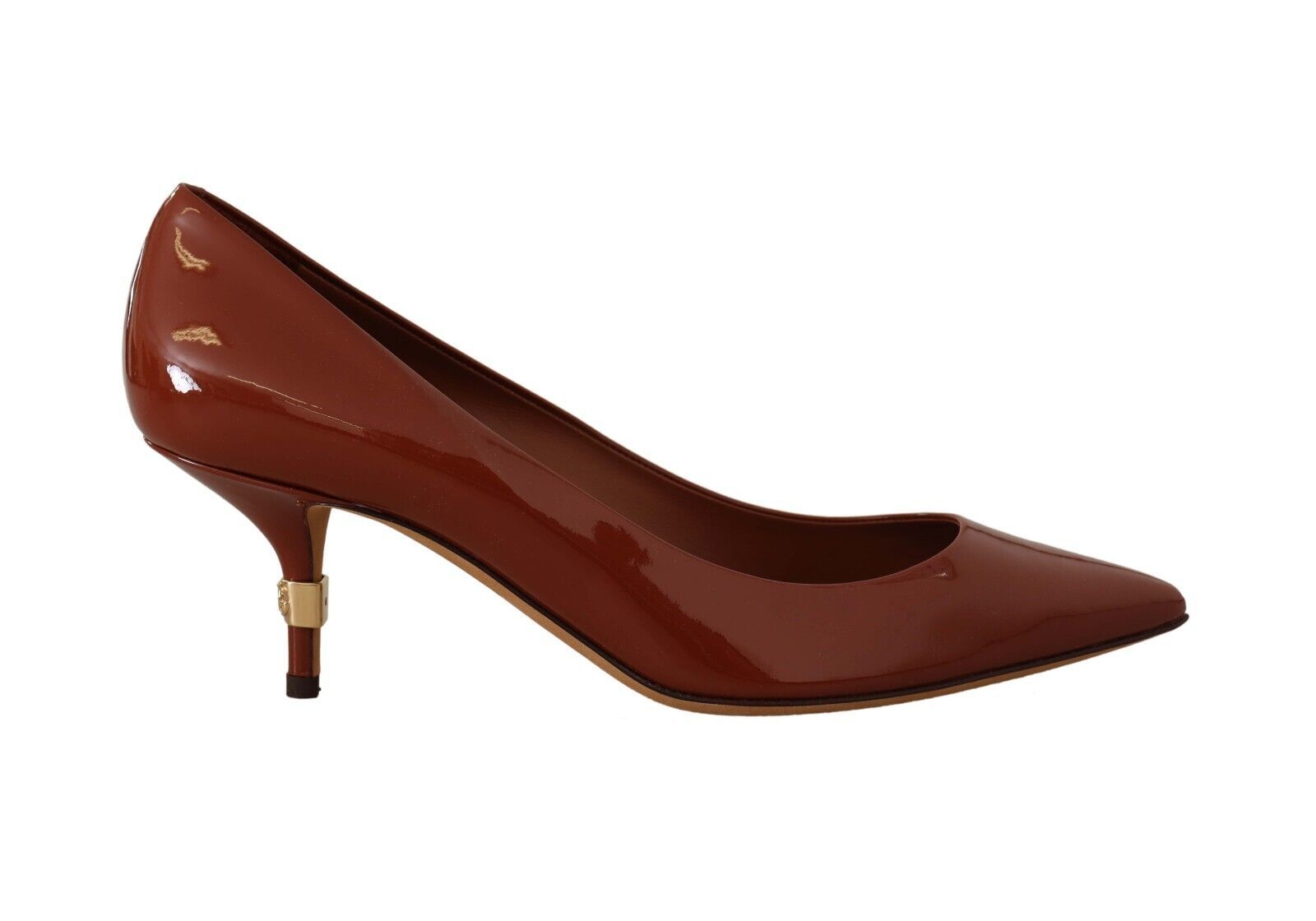 Bruine Kitten Heels Pumps Lakleren Schoenen