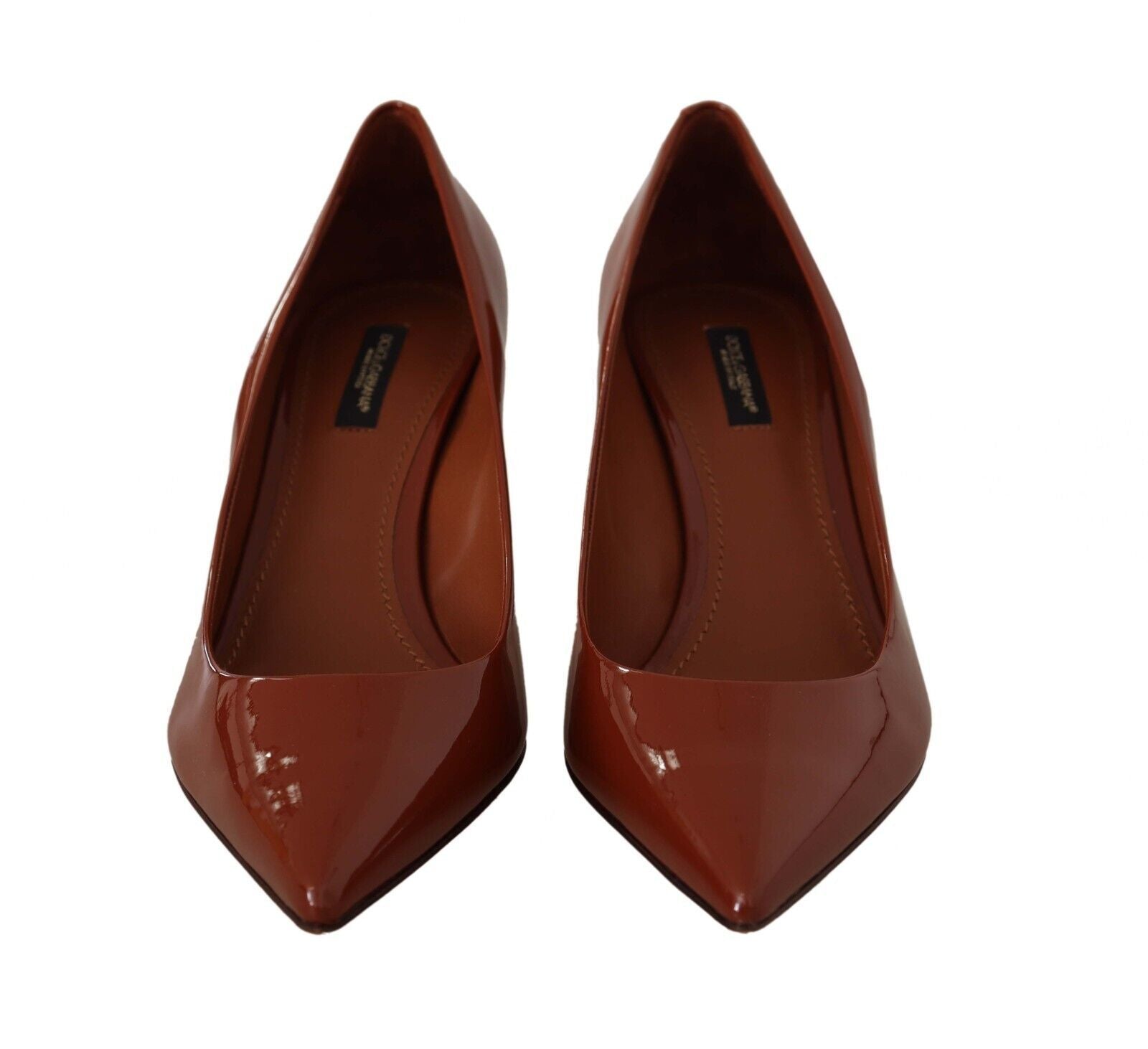 Bruine Kitten Heels Pumps Lakleren Schoenen