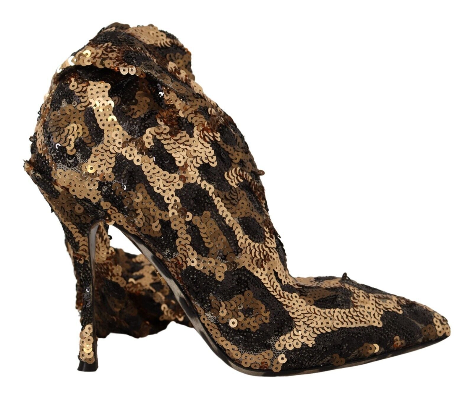 Gouden luipaard pailletten hakken laarzen schoenen