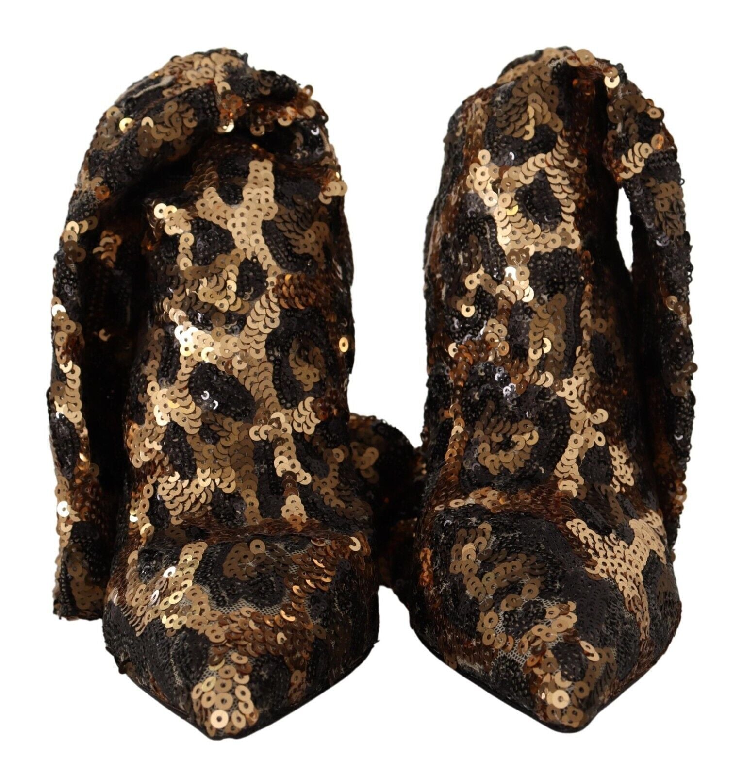 Gouden luipaard pailletten hakken laarzen schoenen