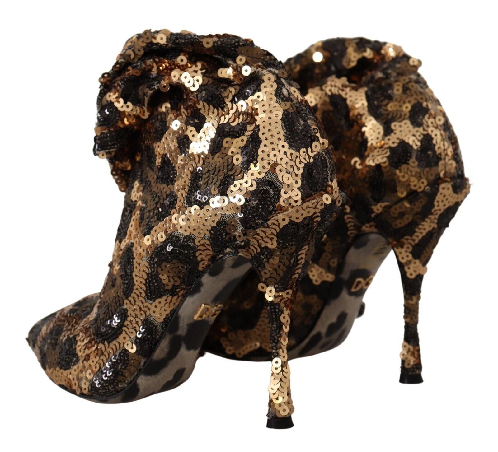 Gouden luipaard pailletten hakken laarzen schoenen