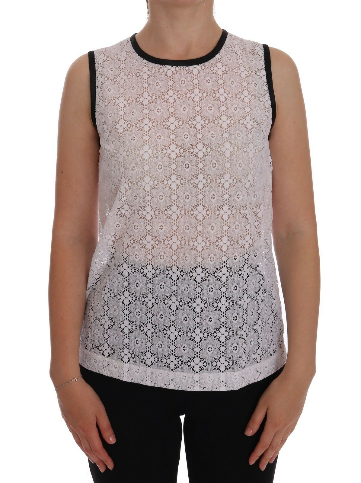 Wit kanten bloemen nylon tanktop T-shirt