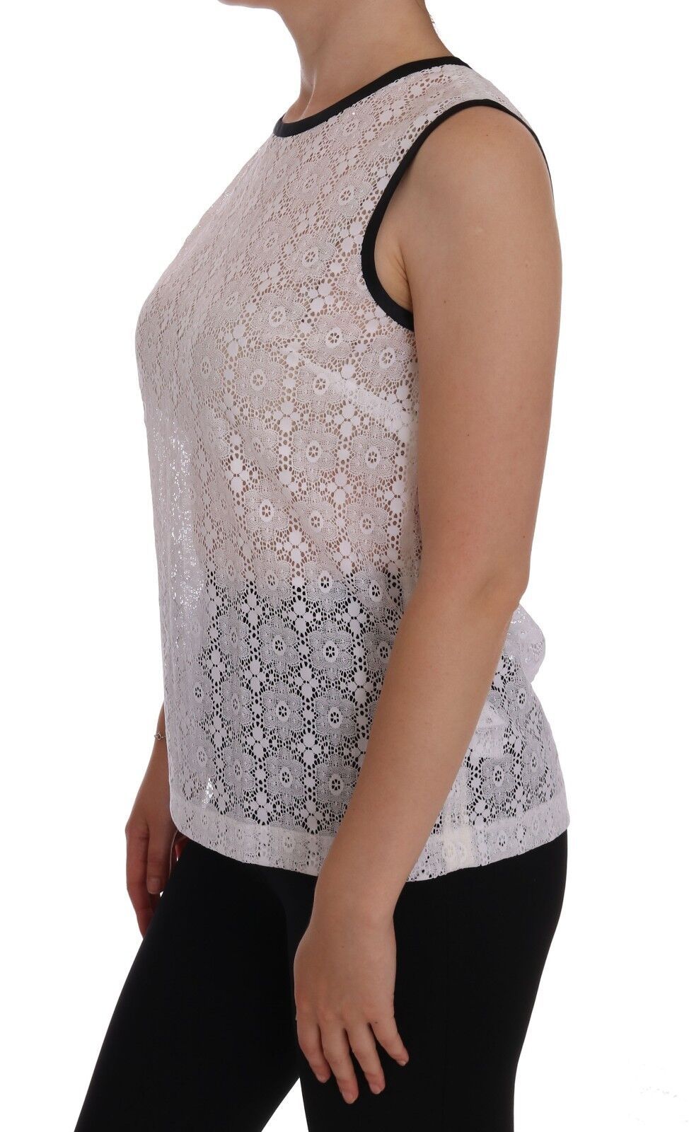 Wit kanten bloemen nylon tanktop T-shirt