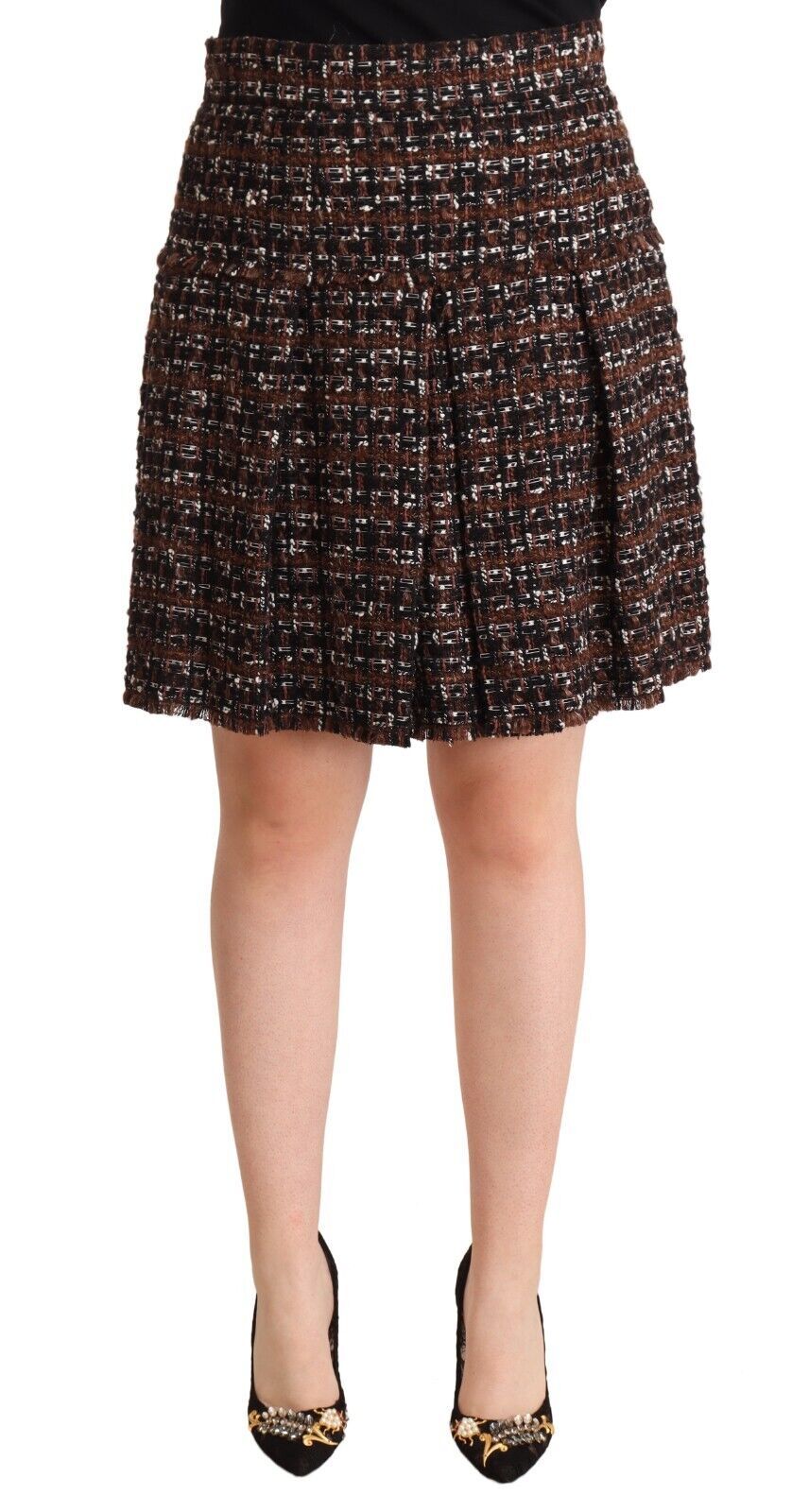 Bruine hoge taille mini A-lijn geplooide rok