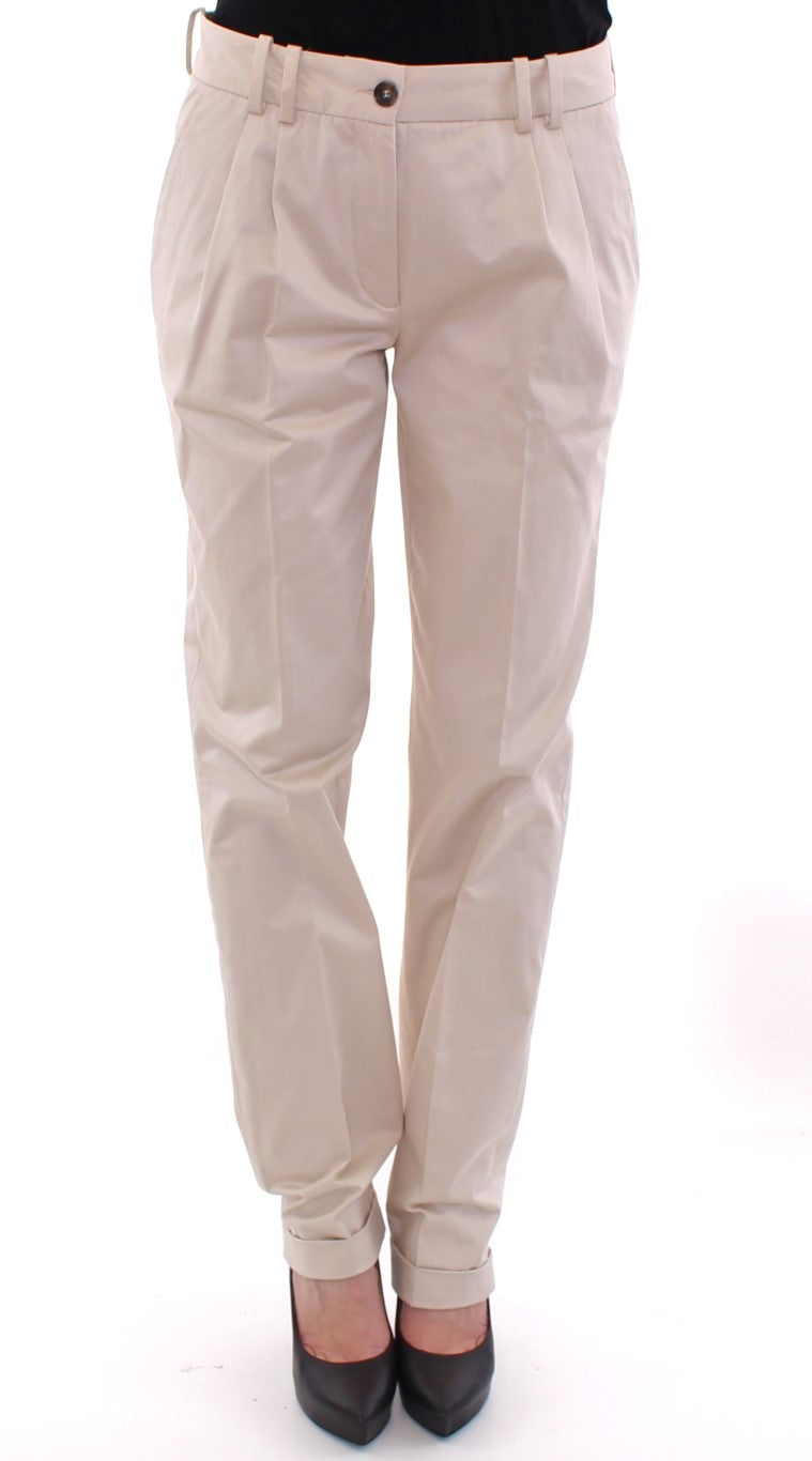 Beige katoenen chinobroek