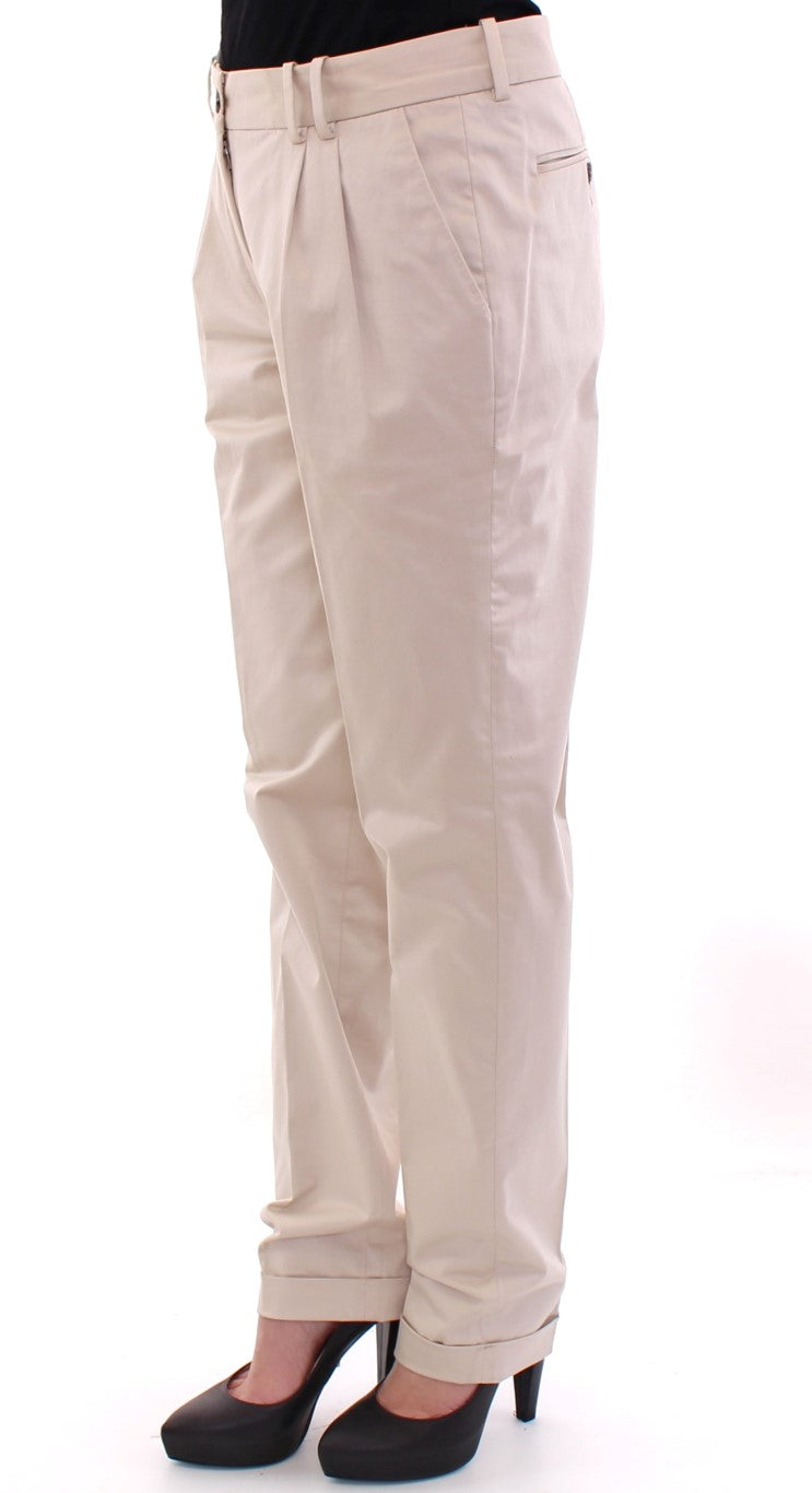 Beige katoenen chinobroek