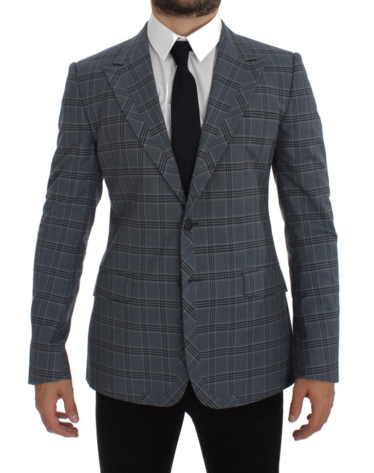 Blauw geruit slim fit blazerjack