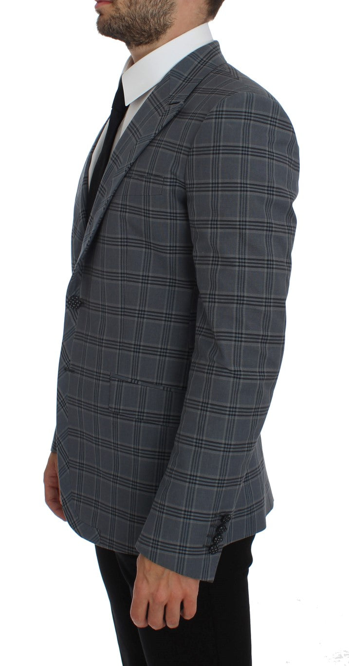 Blauw geruit slim fit blazerjack