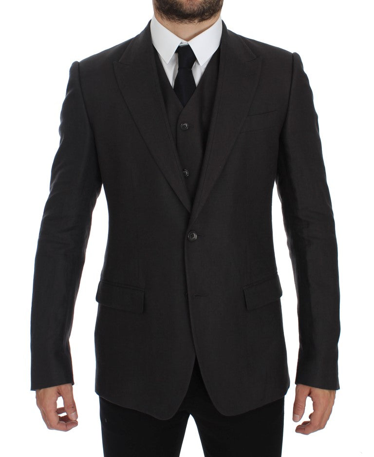 Grijs slim fit linnen blazerjack