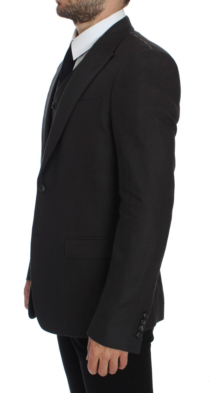Grijs slim fit linnen blazerjack