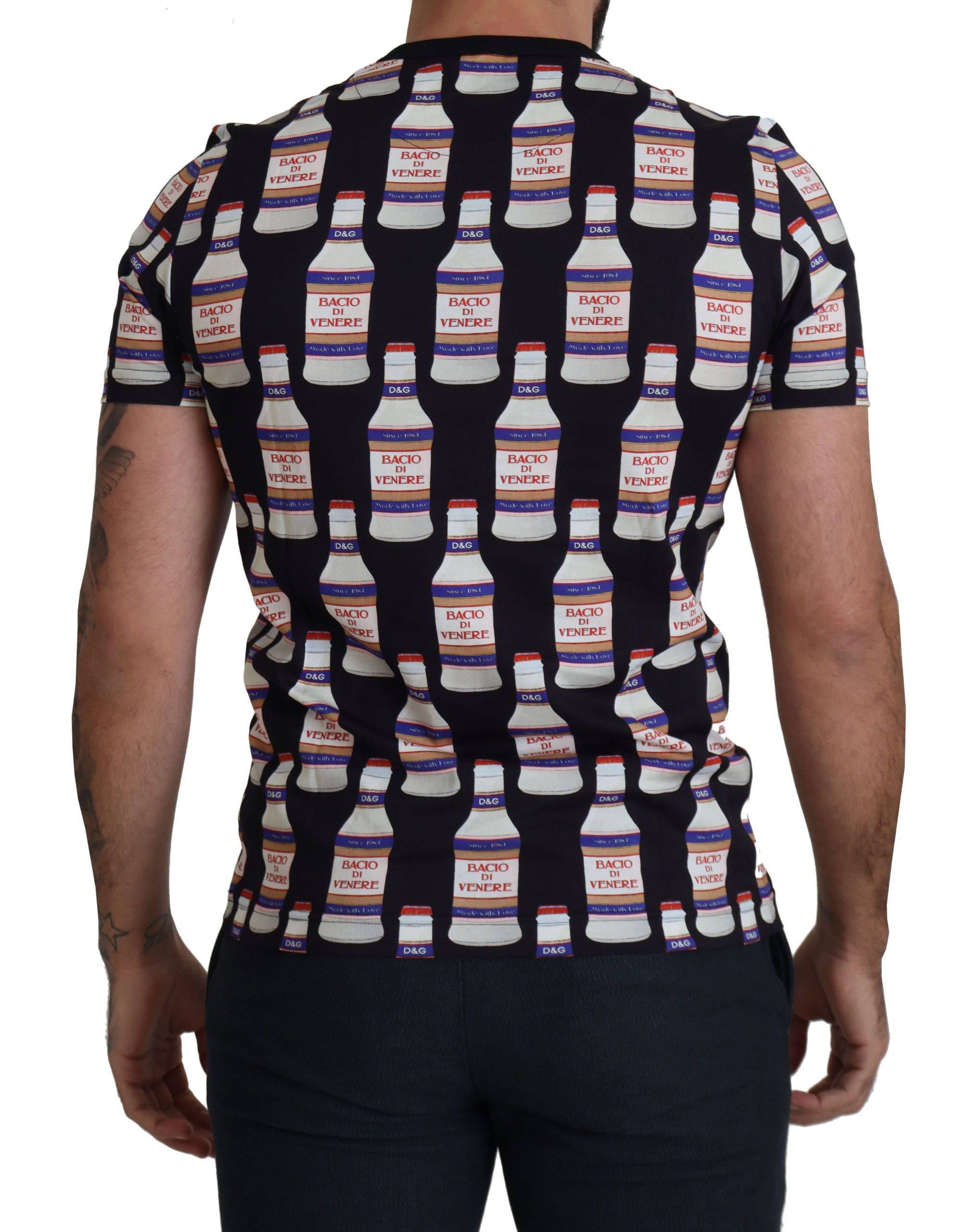 Zwart Bacio Di Venere katoenen T-shirt met ronde hals